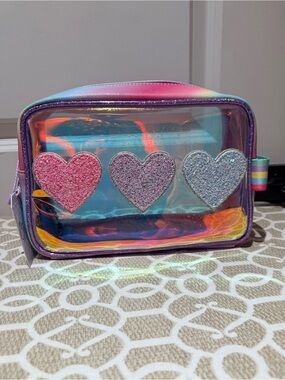NWT Miss Gwen’s OMG Accessories clear Makeup Glam Bag with patches